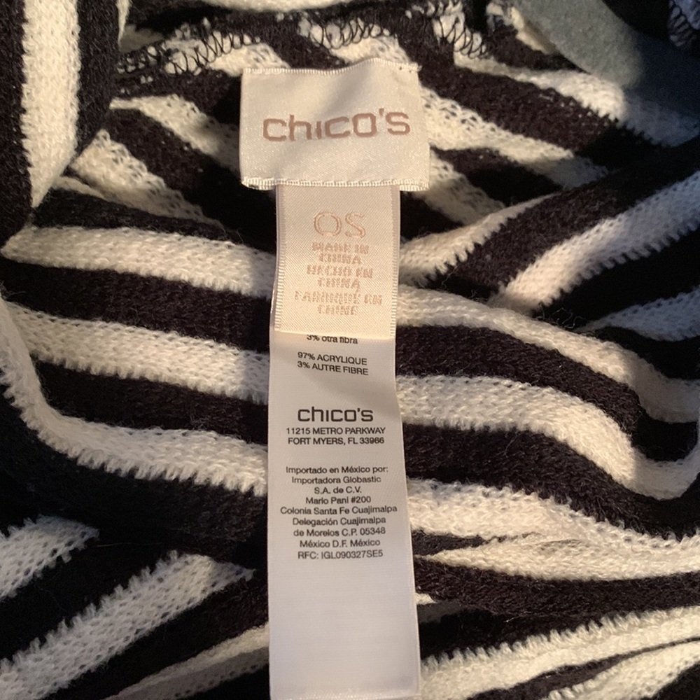 Chico’s Black & White Striped Turtleneck Poncho - Picture 7 of 8